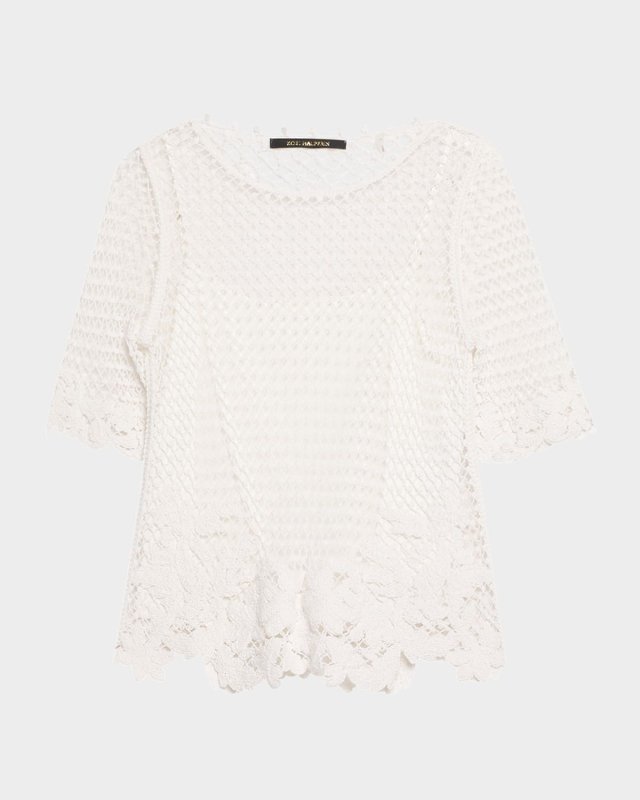 Sylvs Floral Crochet Rosette Net Blous